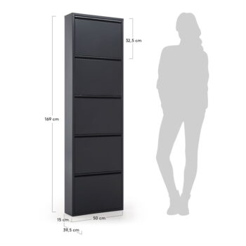 Antracitovosivý kovový výklopný botník Rox - Kave Home - Image 2