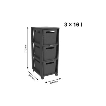 Čierny/sivý plastový pojazdný regál 30x77 cm Brisen – Rotho - Image 7