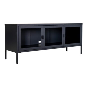 Čierny kovový TV stolík 130x55 cm Brisbane – House Nordic - Image 3