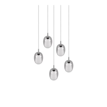 Závesné svietidlo so skleneným tienidlom ø 48 cm v striebornej farbe Barret – Trio Select - Image 2