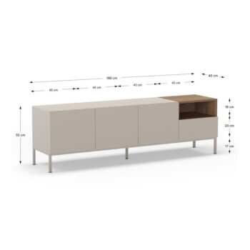 Krémový TV stolík 180x55 cm Cailin – Marckeric - Image 2