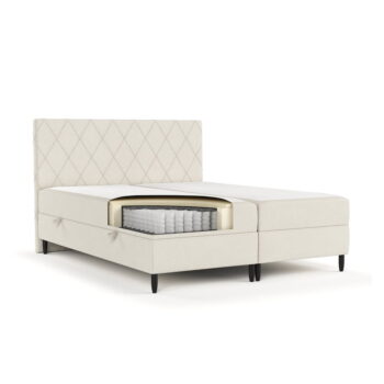 Béžová boxspring posteľ s úložným priestorom 160x200 cm Gwen – Maison de Rêve - Image 3