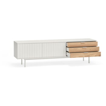 TV stolík v dekore duba v bielo-prírodnej farbe 180x52 cm Sierra – Teulat - Image 4