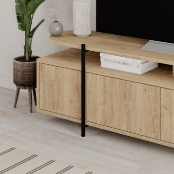 TV stolík v dekore duba v prírodnej farbe 160x48 cm Hinoa – Marckeric - Image 7