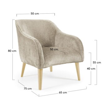 Béžové kreslo Bobly - Kave Home – Obrázok 9