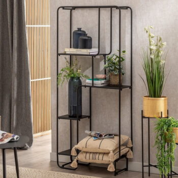 Čierny kovový regál 76x180 cm Sleco – Ixia - Image 2