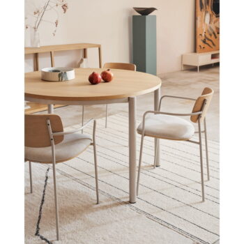 Okrúhly rozkladací jedálenský stôl v dekore duba ø 120 cm Montuiri – Kave Home - Image 3