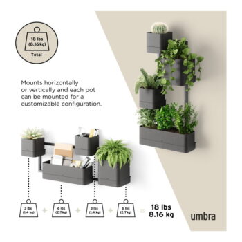 Závesné plastové kvetináče na bylinky v súprave 4 ks Cubiko – Umbra - Image 5