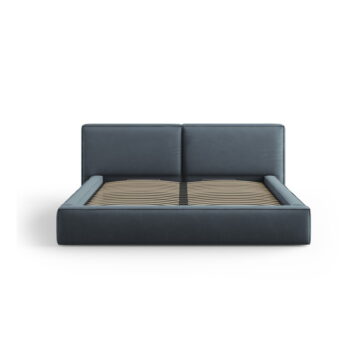 Tmavomodrá čalúnená dvojlôžková posteľ s úložným priestorom a roštom 200x200 cm Arendal – Cosmopolitan Design - Image 2