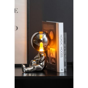 LED stmievateľná stolová lampa v striebornej farbe so skleneným tienidlom (výška 22,5 cm) Joey – Leitmotiv – Obrázok 2