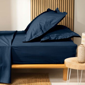 Tmavomodrá napínacia plachta z Bio bavlny 90x190 cm Biolina – douceur d'intérieur - Image 3