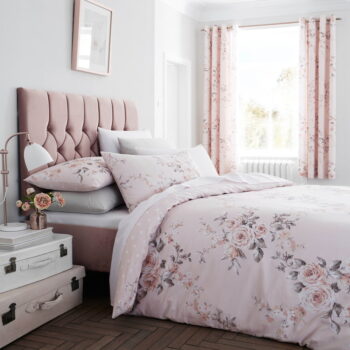 Predĺžené ružové obliečky na dvojlôžko 230x220 cm Canterbury Floral – Catherine Lansfield - Image 2
