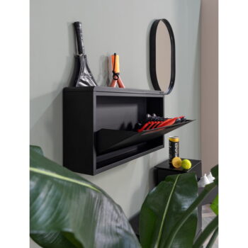 Čierna kovová výklopná závesná skrinka na topánky Sportiva – Spinder Design – Obrázok 2