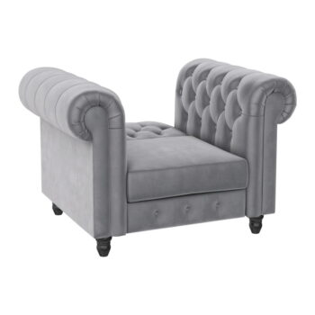 Svetlosivé zamatové kreslo chesterfield Felix – Støraa - Image 7