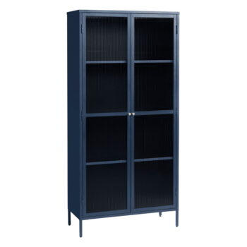 Tmavomodrá kovová vitrína 90x190 cm Bronco – Unique Furniture - Image 2