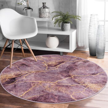 Ružový prateľný okrúhly koberec vhodný pre robotické vysávače ø 80 cm Comfort – Mila Home - Image 5