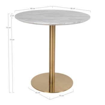 Okrúhly jedálenský stôl s doskou v dekore mramoru ø 90 cm Bolzano – House Nordic - Image 8