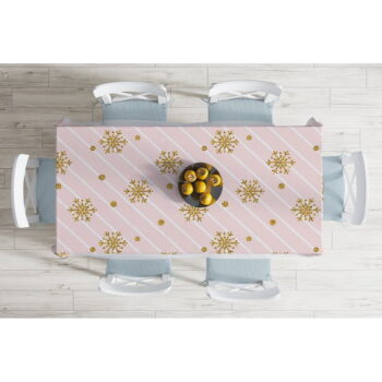 Vianočný obrus s prímesou bavlny Minimalist Cushion Covers Golden Snowflakes, 140 x 180 cm - Image 2