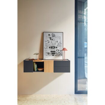 Nízka komoda v dekore duba v antracitovo-prírodnej farbe 110x23 cm Otto – Teulat - Image 8