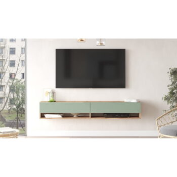 TV stolík v dekore borovice v zeleno-prírodnej farbe 180x29x32 cm – Kalune Design - Image 3