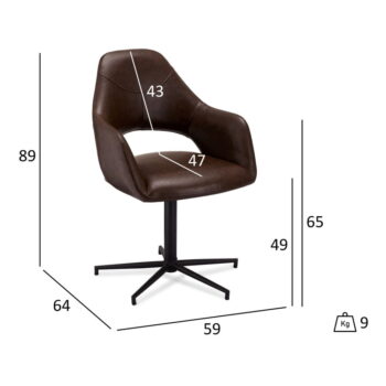 Tmavohnedé otočné jedálenské stoličky v súprave 2 ks Luna – Furnhouse - Image 2