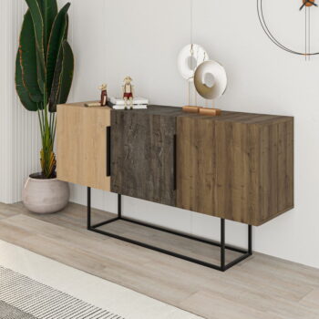 Nízka komoda v dekore duba v hnedo-prírodnej farbe 150x80 cm Titan – Marckeric - Image 9