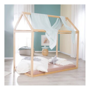 Domčeková detská posteľ v prírodnej farbe 70x140 cm Montessori – Roba - Image 4