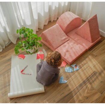 Svetloružový menčestrový detský puf Montessori - Little Nice Things - Image 4