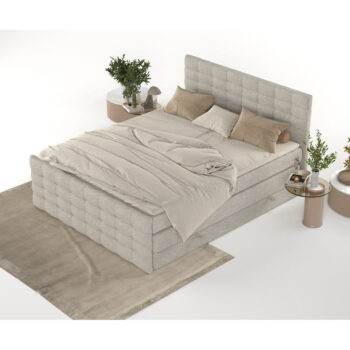 Béžová boxspring posteľ s úložným priestorom 200x200 cm Blend – Maison de Rêve - Image 10