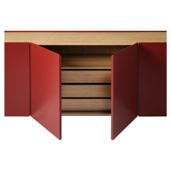 Červená nízka komoda v dekore duba 165x78 cm Arista – Teulat – Obrázok 2