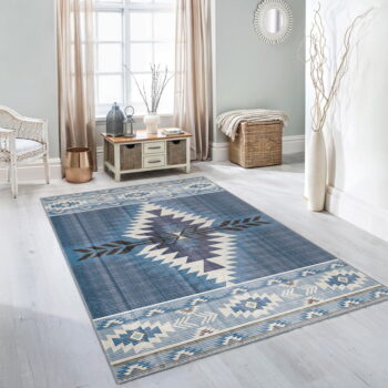 Modrý prateľný koberec 80x150 cm Ethnic Geo – Mila Home - Image 6