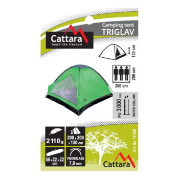 Zelený stan pre 3 osoby Cattara Triglav - Image 3