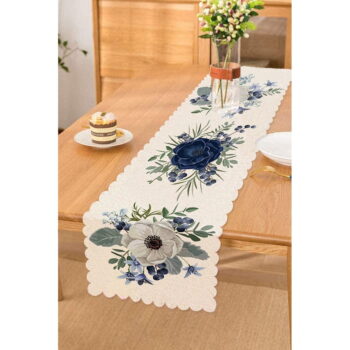 Modro-biely behúň na stôl 140x45 cm - Minimalist Cushion Covers - Image 2