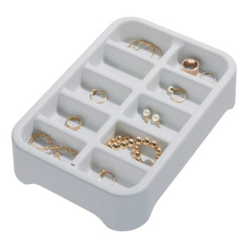 Sivý organizér na šperky iDesign Eco Bin 10, 28,12 x 19,23 cm