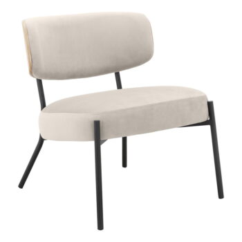Krémovobiele zamatové kreslo s podnožkou Jerry – Støraa - Image 6