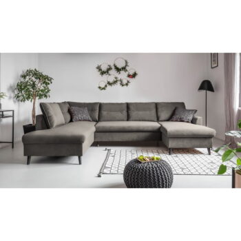 Tmavosivá zamatová rozkladacia pohovka do "U" Miuform Stylish Stan, ľavý roh - Image 3