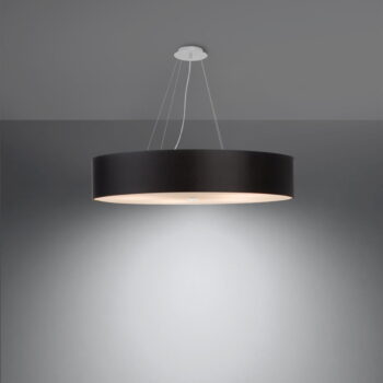 Čierne závesné svietidlo s textilným tienidlom ø 80 cm Herra – Nice Lamps – Obrázok 3