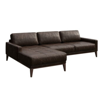 Tmavohnedá kožená rohová pohovka MESONICA Musso Tufted, ľavý roh – Obrázok 2