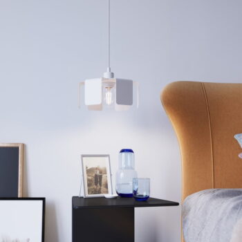 Biele závesné svietidlo s kovovým tienidlom ø 24 cm Rossario – Nice Lamps - Image 2