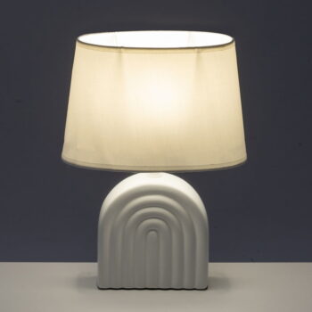 Biela keramická stolová lampa s textilným tienidlom (výška 31 cm) – Casa Selección - Image 2