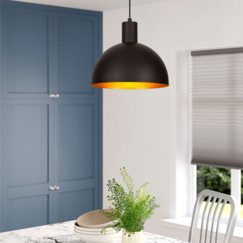 Závesné svietidlo v čiernej a zlatej farbe s kovovým tienidlom ø 30 cm Sivani – Opviq lights – Obrázok 3