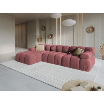 Ružová zamatová pohovka 285 cm Bellis – Micadoni Home - Image 7
