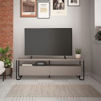Sivo-béžový TV stolík 150x45 cm Dilly – Marckeric - Image 4