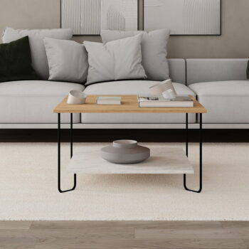 Konferenčný stolík s doskou v dubovom dekore v bielo-prírodnej farbe 80x80 cm Tonka – Marckeric – Obrázok 5