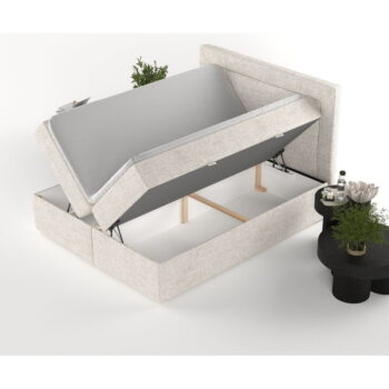 Krémovobiela boxspring posteľ s úložným priestorom 140x200 cm Imagine – Maison de Rêve – Obrázok 7