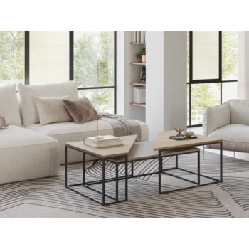 Konferenčné stolíky s doskou v dubovom dekore v súprave 3 ks 70x110 cm Titan – Marckeric - Image 5