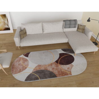 Umývateľný koberec v krémovo-hnedej farbe 60x100 cm Oval – Vitaus - Image 2