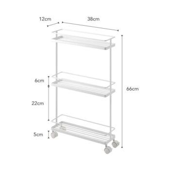 Biely kovový pojazdný regál 38x66 cm Tower – YAMAZAKI - Image 3