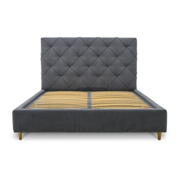 Sivá čalúnená dvojlôžková posteľ s úložným priestorom a roštom 140x190 cm Bee – Scandic - Image 4