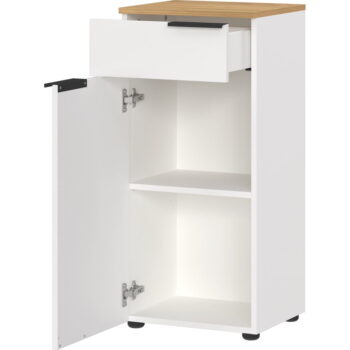 Biela vysoká kúpeľňová skrinka 39x85 cm Menen – Germania – Obrázok 3